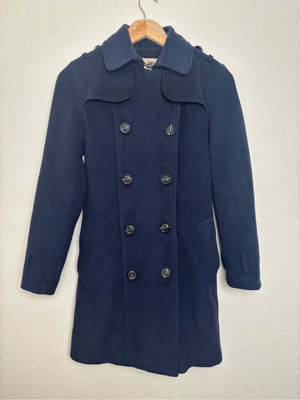 Burberry Navy Blue Peacoat Double Breasted Coat Women's 4 - Picture 6 of 11